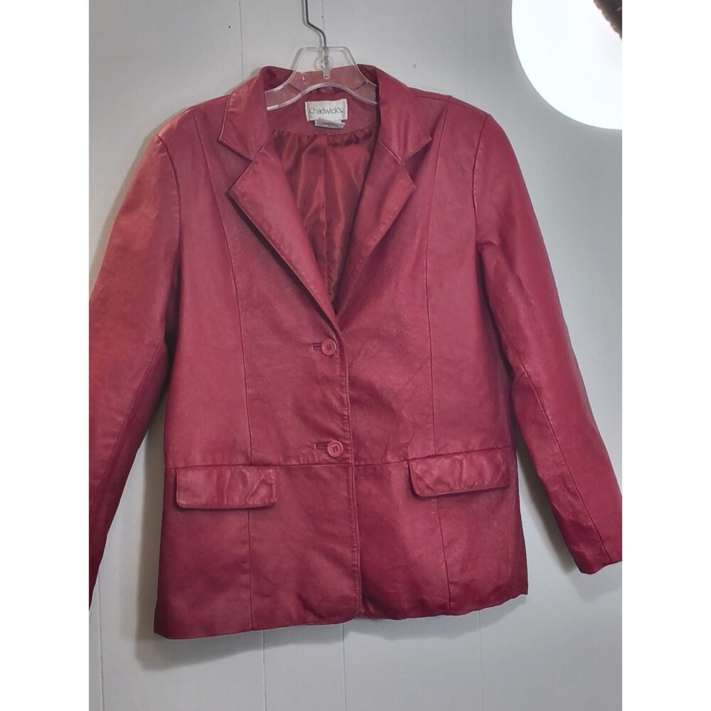Chadwick’s Genuine Leather Jacket Women’s 12 Red Y2K Fitted